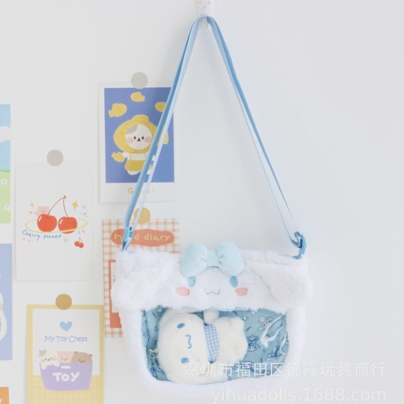 Cinnamoroll Transparent Crossbody Bag for Plushies and Pins Cinnamoroll Transparent Crossbody Bag for Plushies and Pins