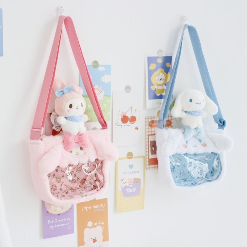 Cinnamoroll Transparent Crossbody Bag for Plushies and Pins Cinnamoroll Transparent Crossbody Bag for Plushies and Pins