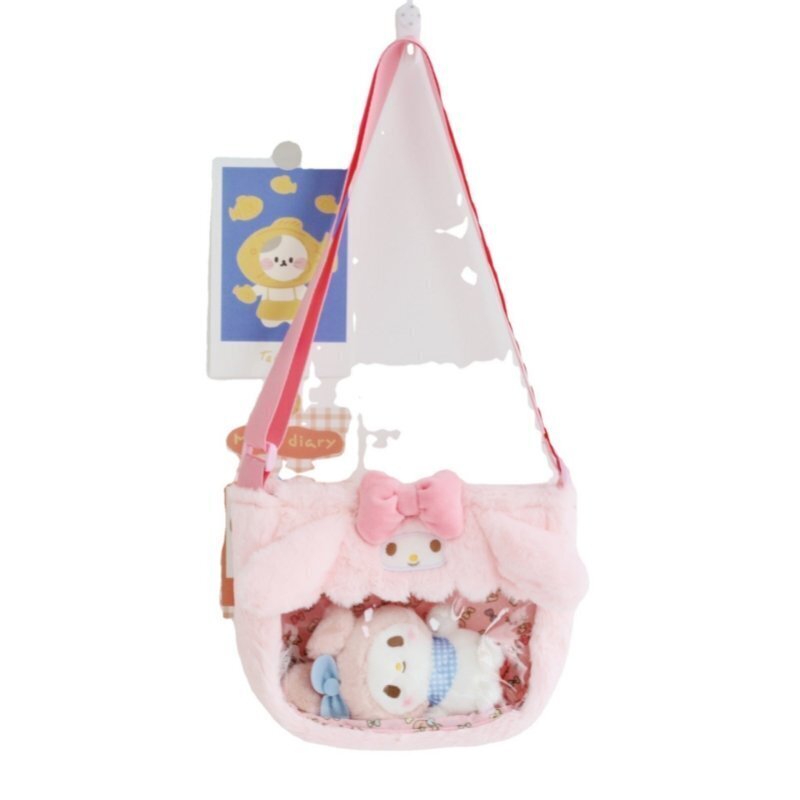 Cinnamoroll Transparent Crossbody Bag for Plushies and Pins Cinnamoroll Transparent Crossbody Bag for Plushies and Pins
