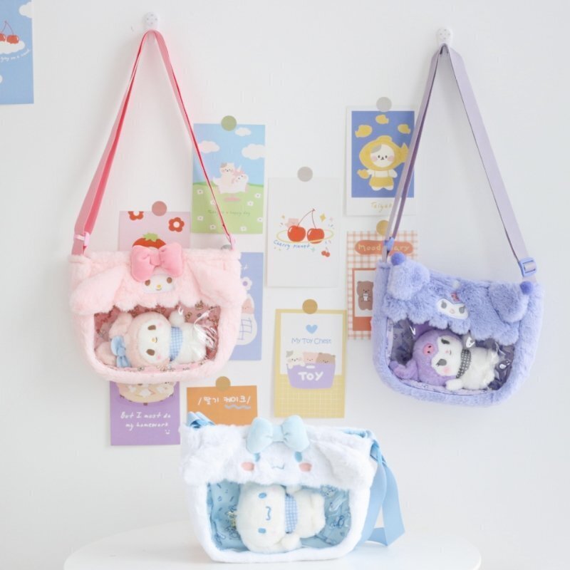 Cinnamoroll Transparent Crossbody Bag for Plushies and Pins Cinnamoroll Transparent Crossbody Bag for Plushies and Pins