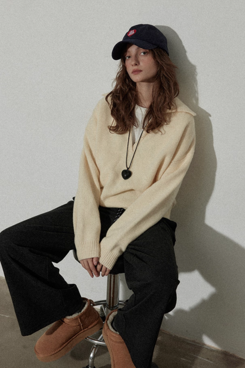 Collar Knit Casual Top