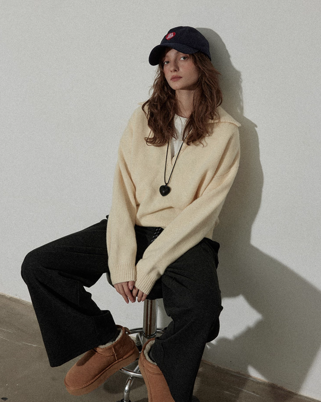 Collar Knit Casual Top Collar Knit Casual Top