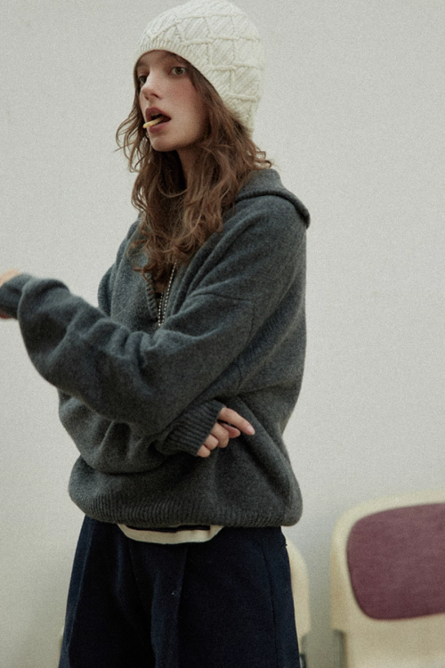 Collar Knit Casual Top