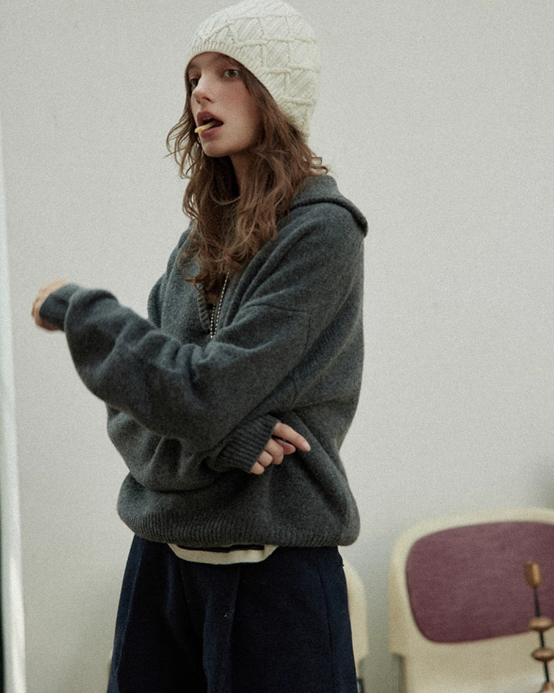 Collar Knit Casual Top Collar Knit Casual Top