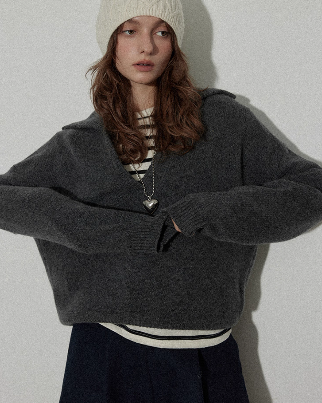 Collar Knit Casual Top Collar Knit Casual Top