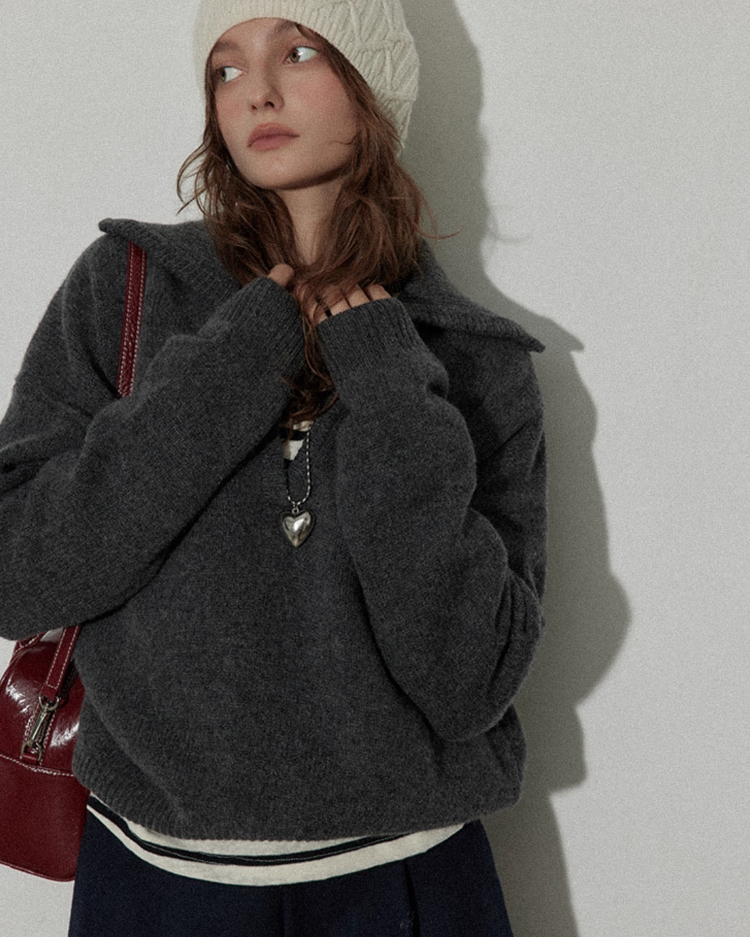 Collar Knit Casual Top Collar Knit Casual Top