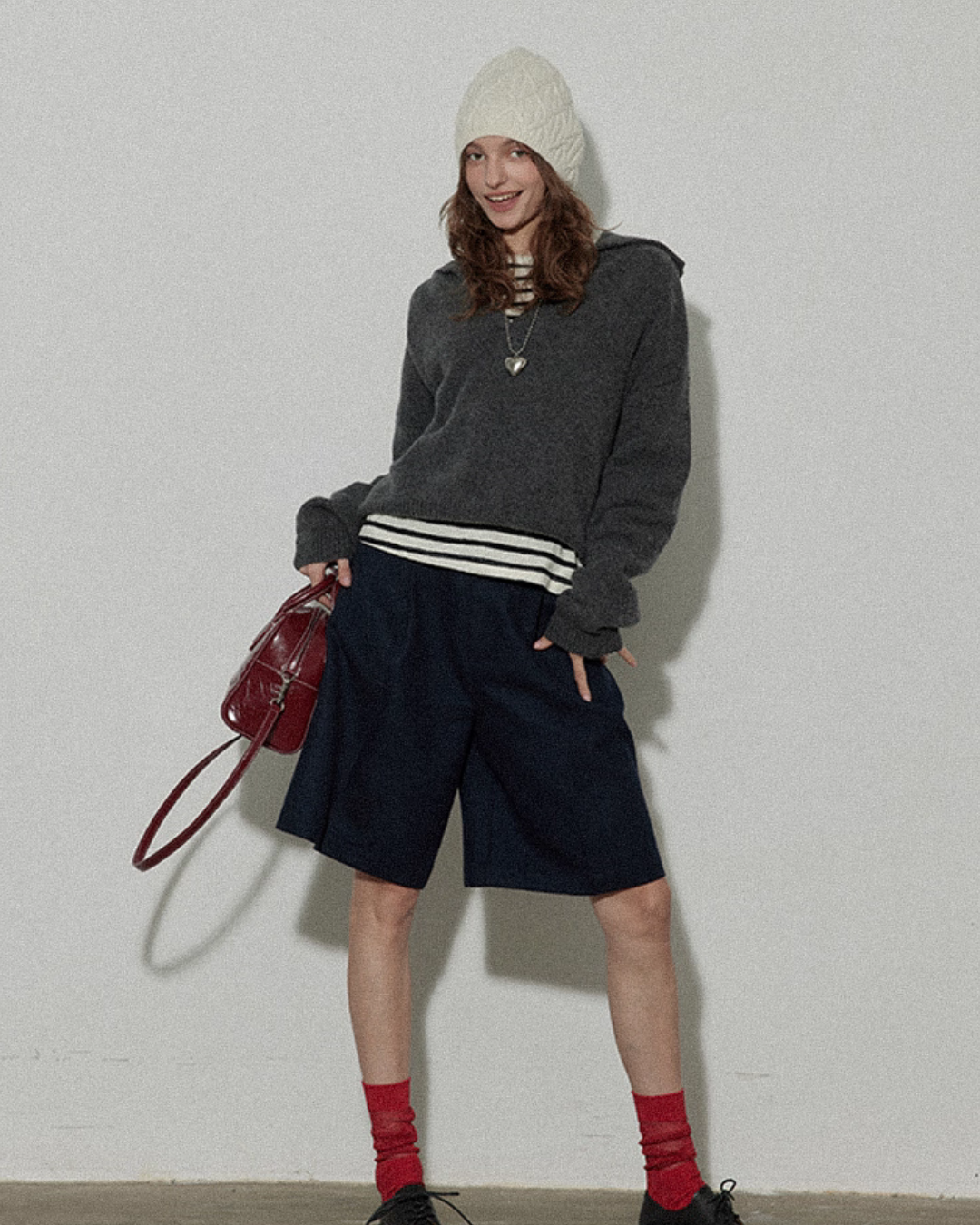 Collar Knit Casual Top Collar Knit Casual Top