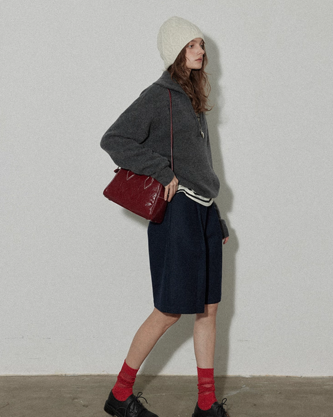 Collar Knit Casual Top Collar Knit Casual Top