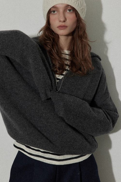 Collar Knit Casual Top