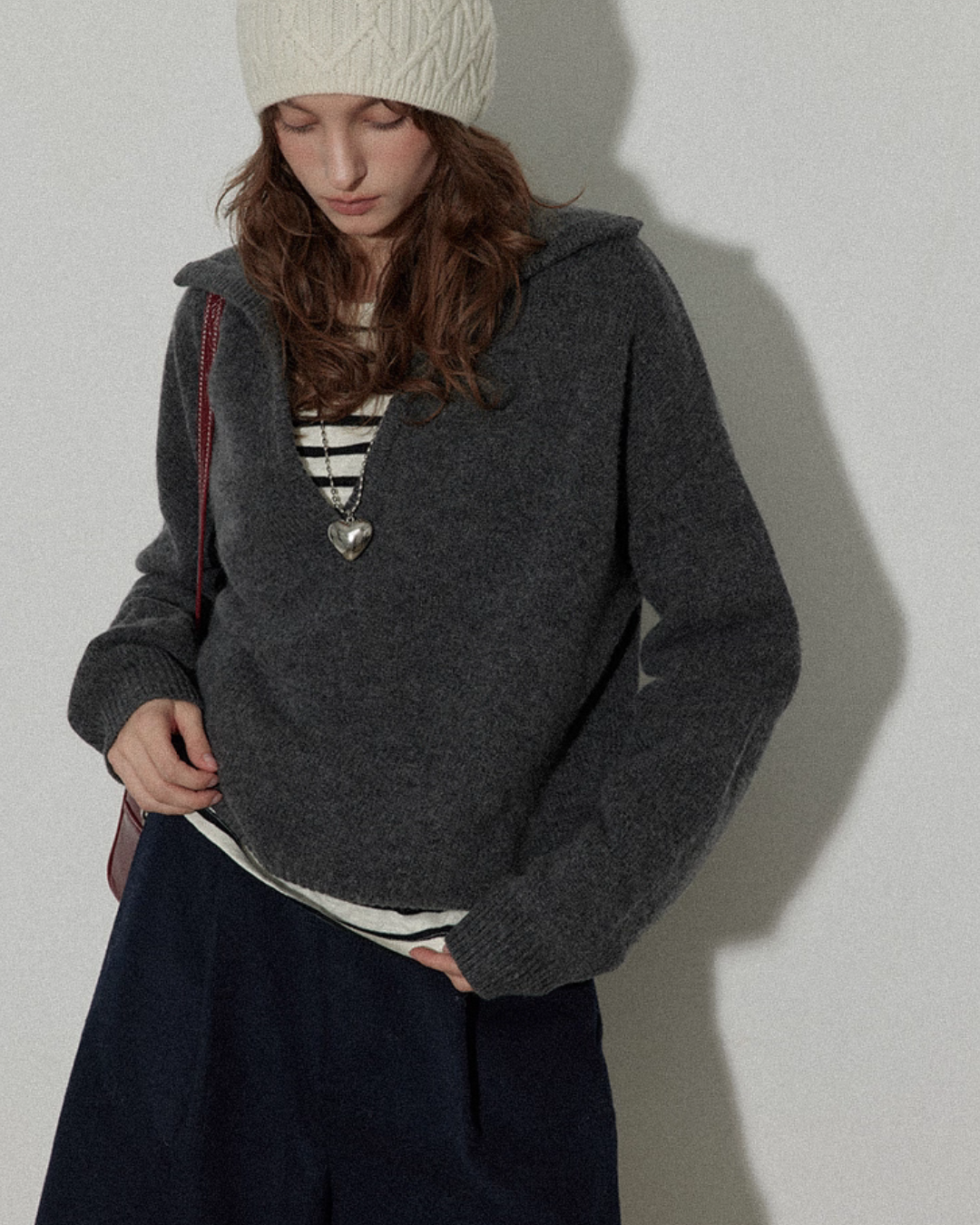 Collar Knit Casual Top Collar Knit Casual Top