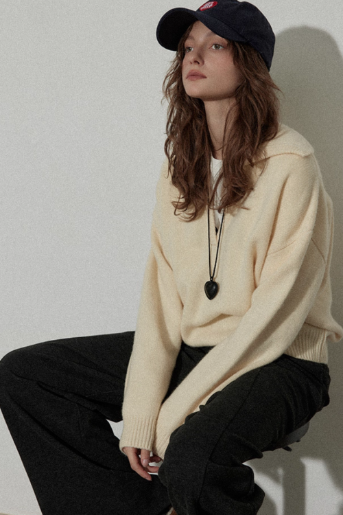 Collar Knit Casual Top