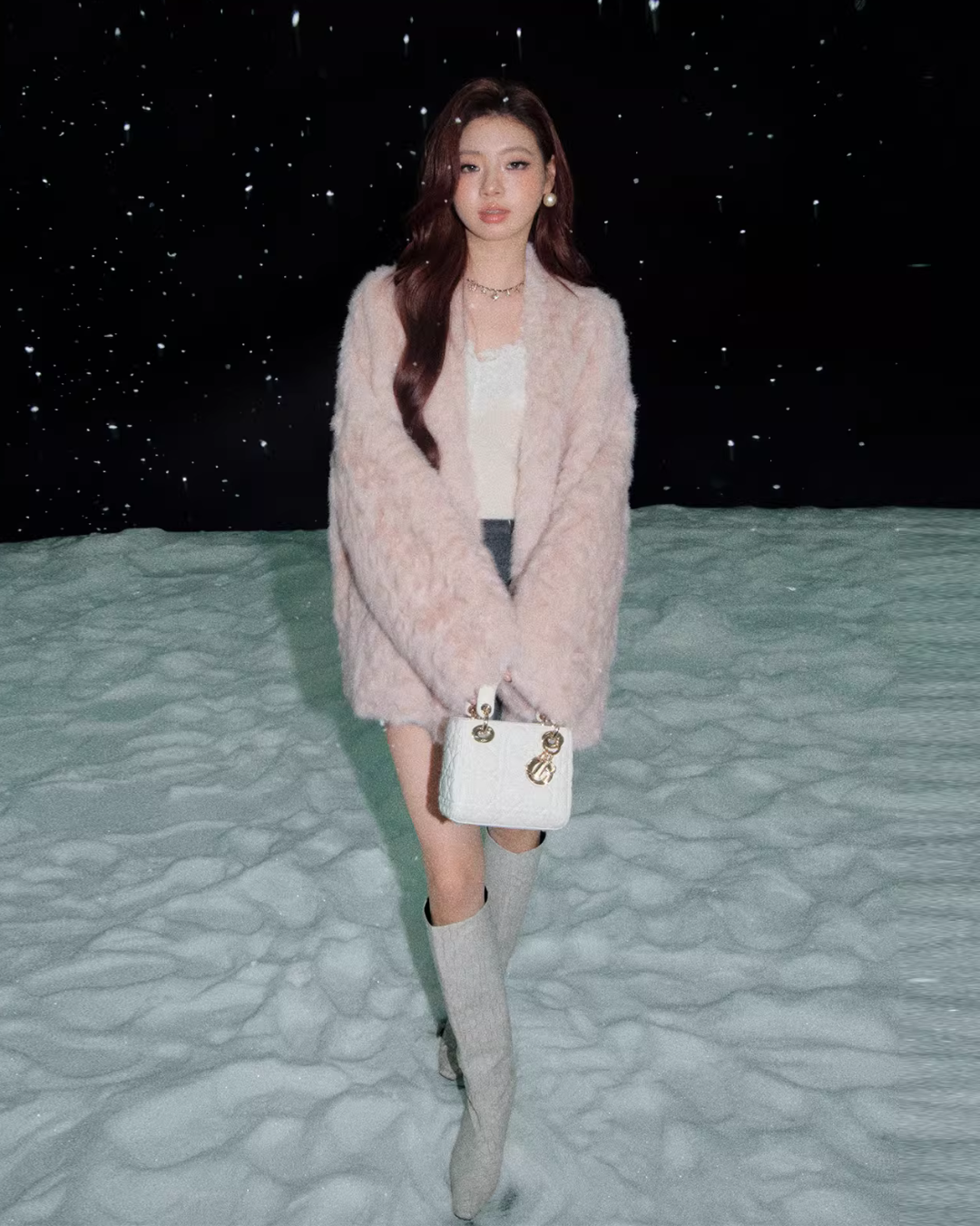 Collarless Fur Coat / Mini Skirt Collarless Fur Coat / Mini Skirt