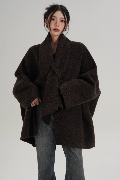 Collarless Wool Coat