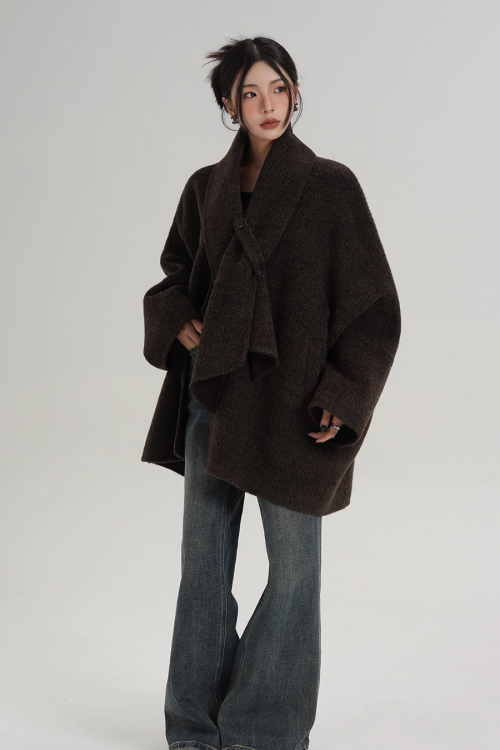 Collarless Wool Coat