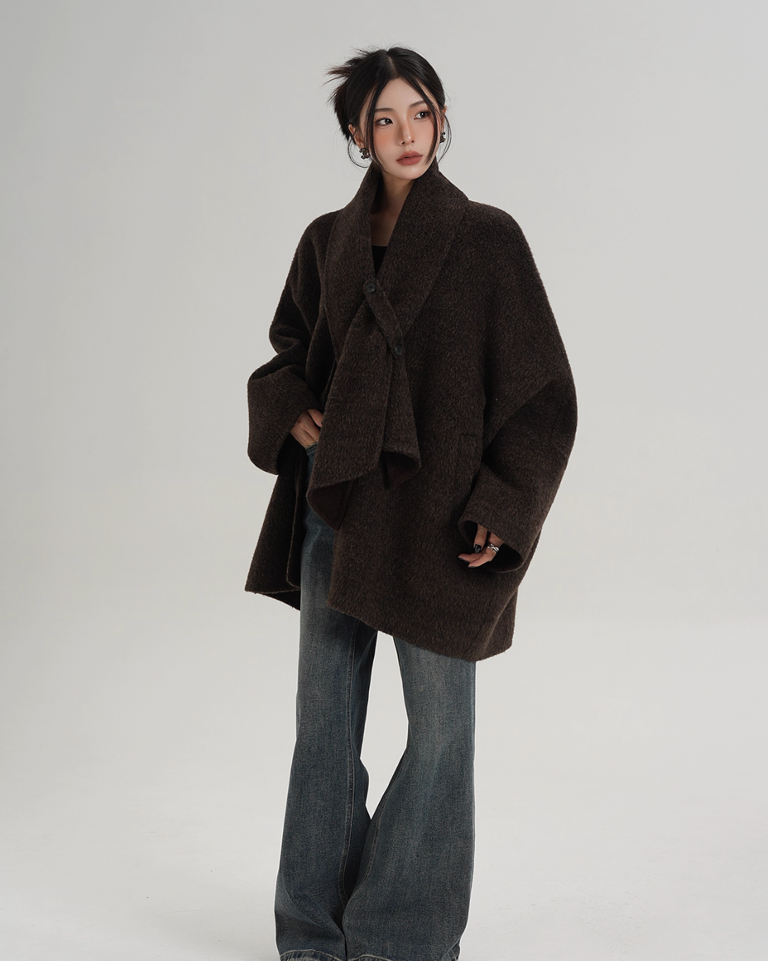 Collarless Wool Coat Collarless Wool Coat