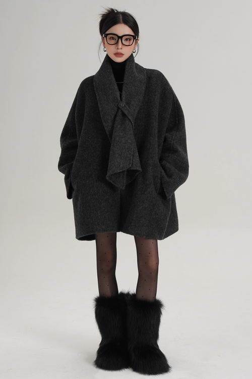 Collarless Wool Coat