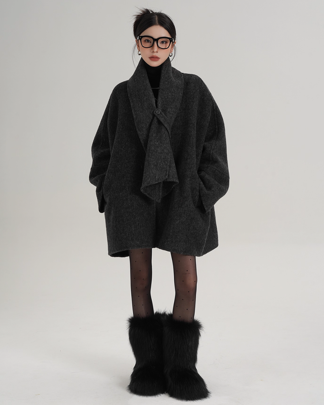 Collarless Wool Coat Collarless Wool Coat