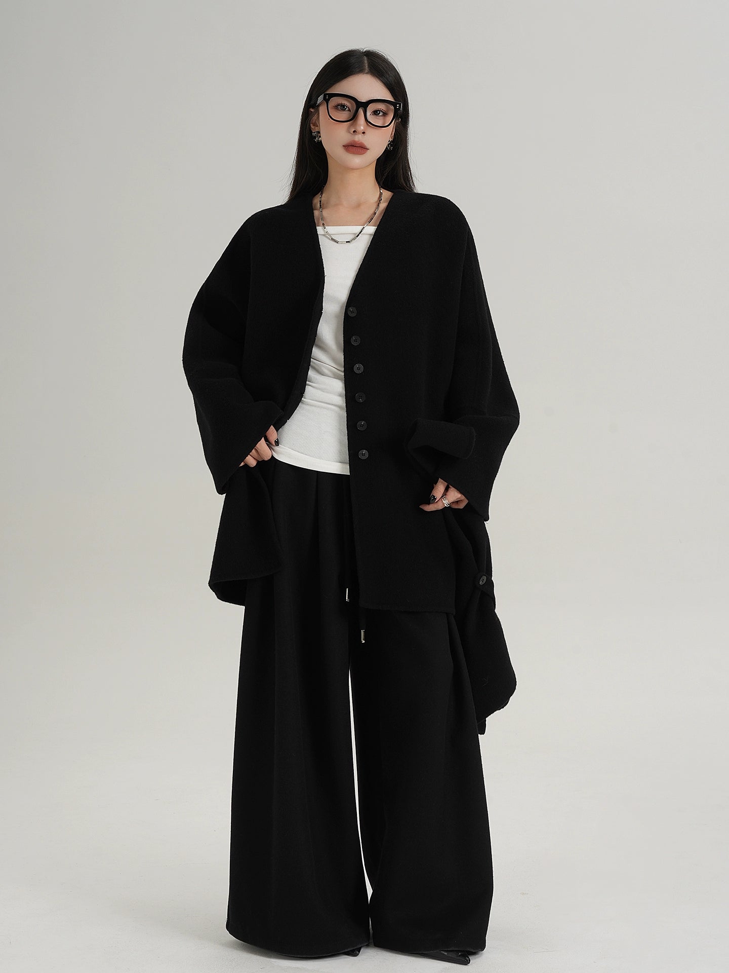 Collarless Wool Coat Collarless Wool Coat