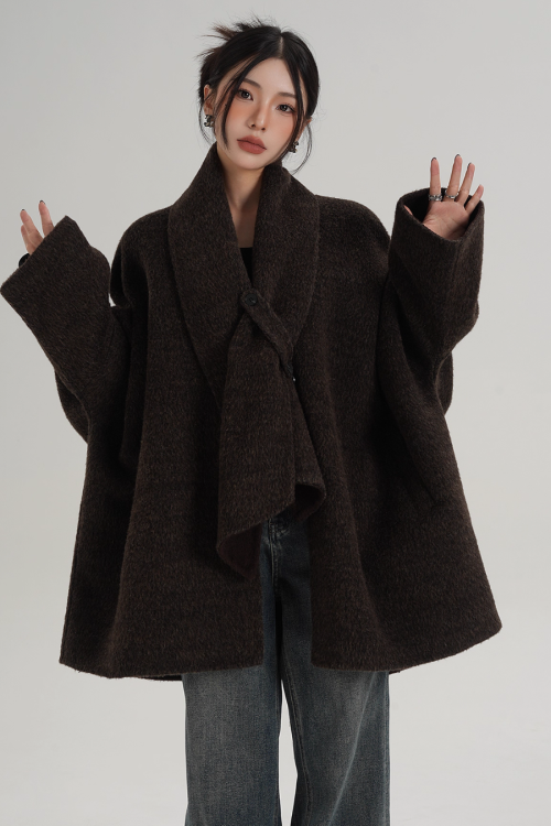 Collarless Wool Coat
