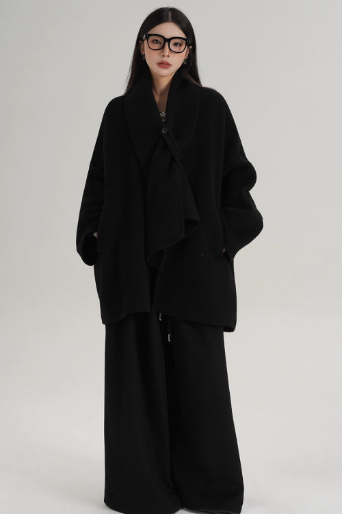 Collarless Wool Coat