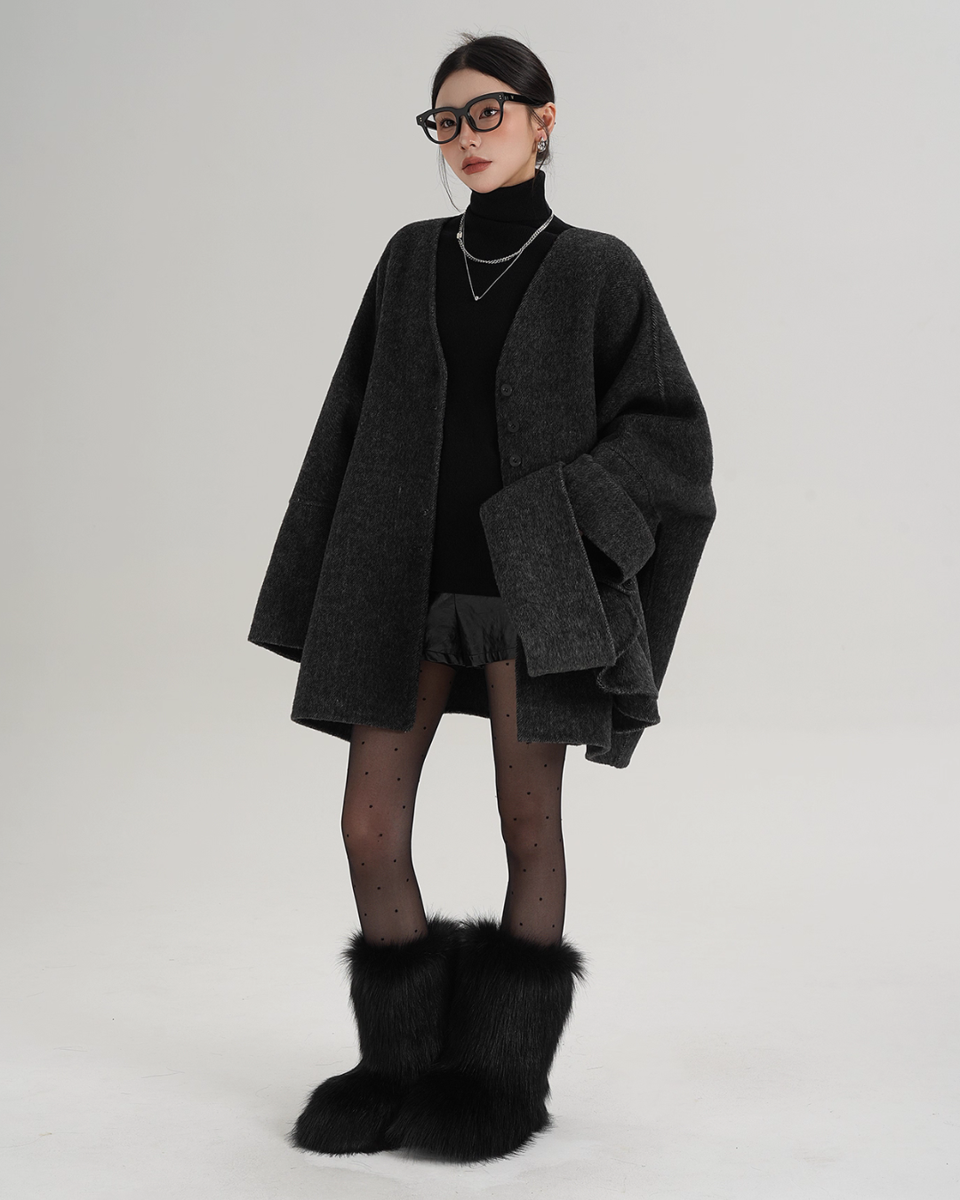 Collarless Wool Coat Collarless Wool Coat