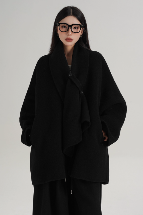 Collarless Wool Coat