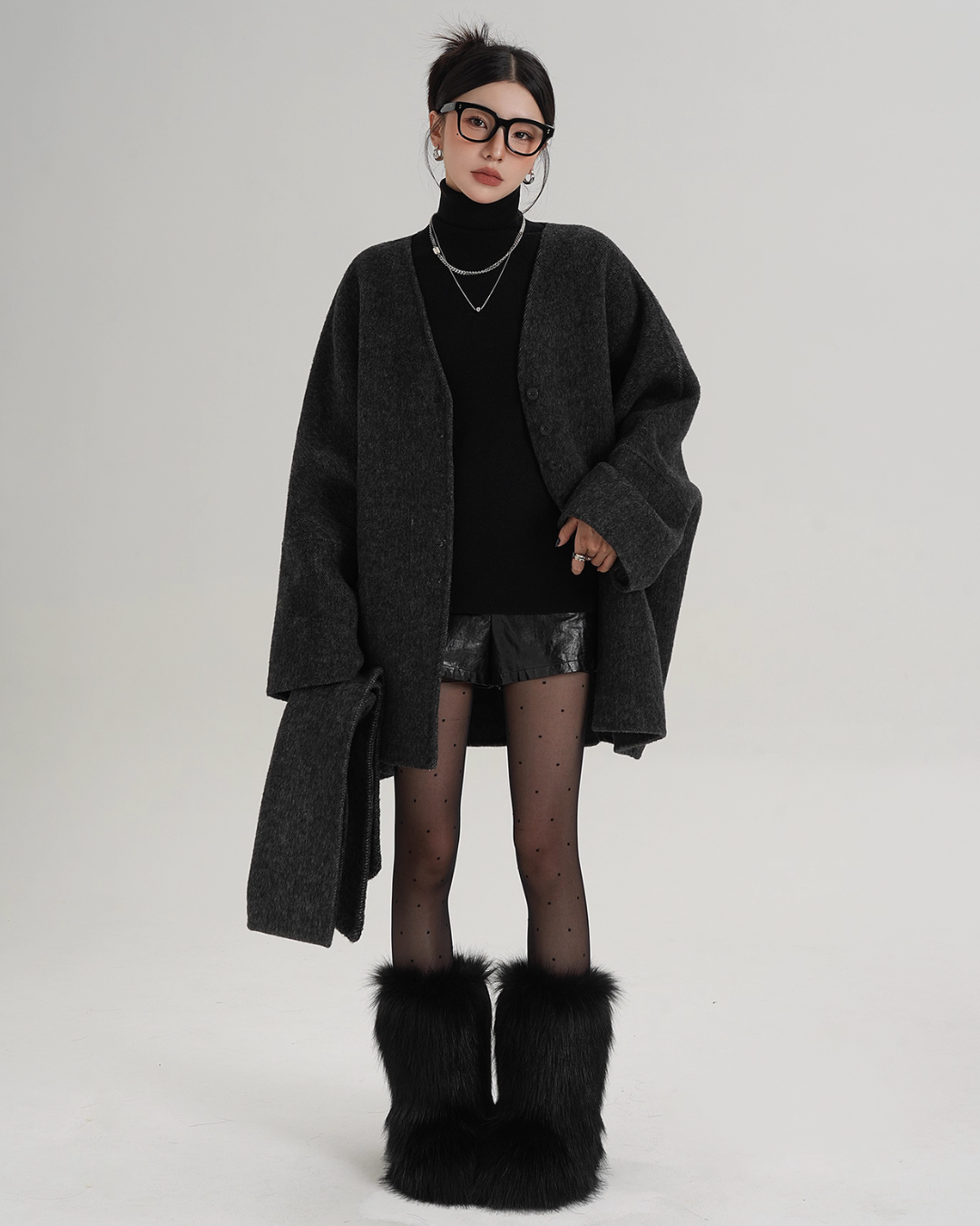 Collarless Wool Coat Collarless Wool Coat