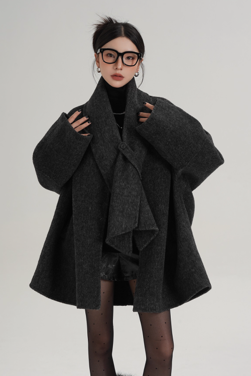 Collarless Wool Coat