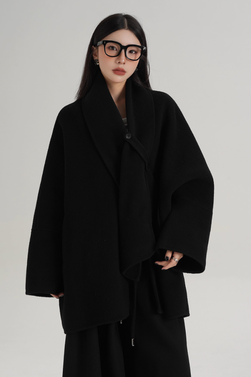 Collarless Wool Coat