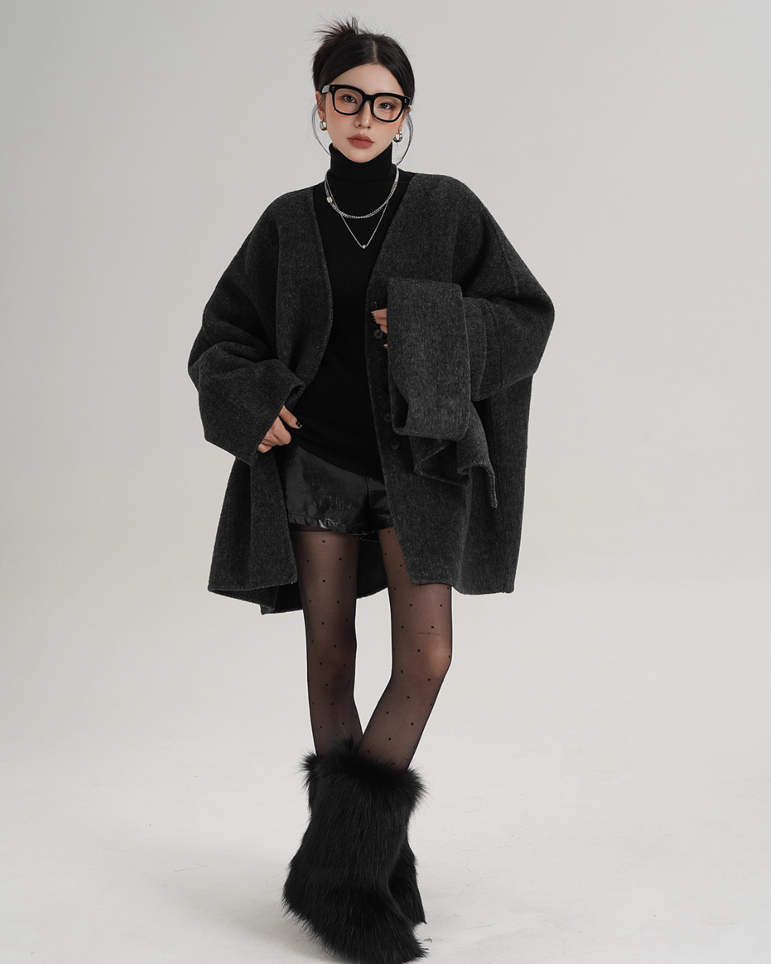 Collarless Wool Coat Collarless Wool Coat