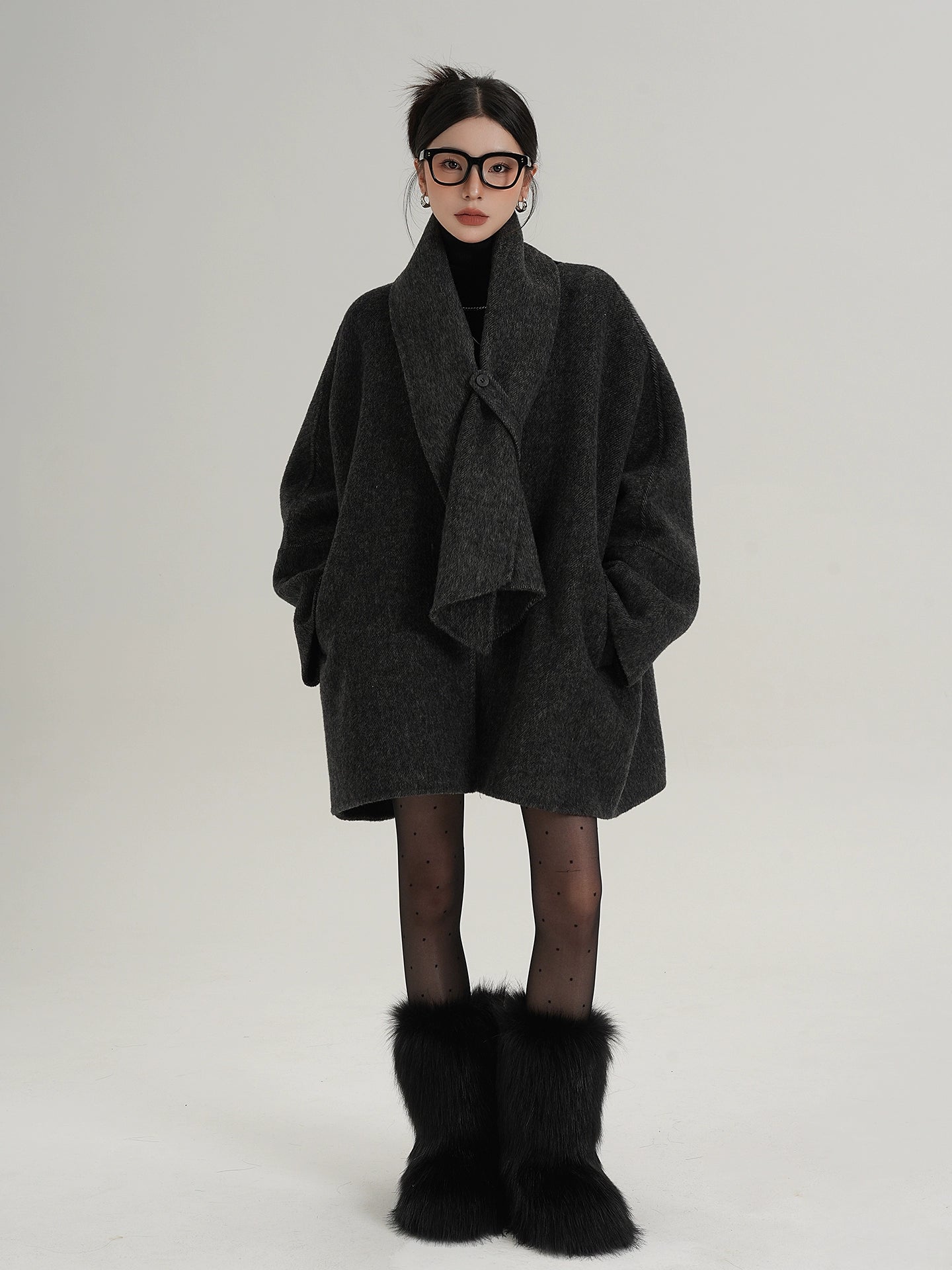 Collarless Wool Coat Collarless Wool Coat