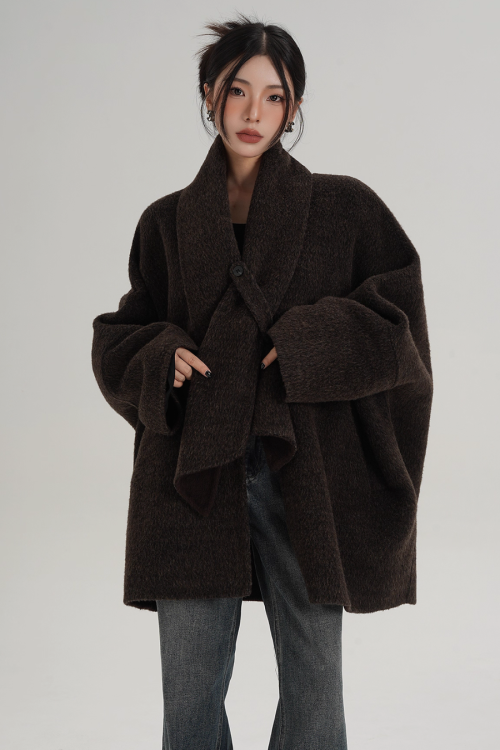 Collarless Wool Coat