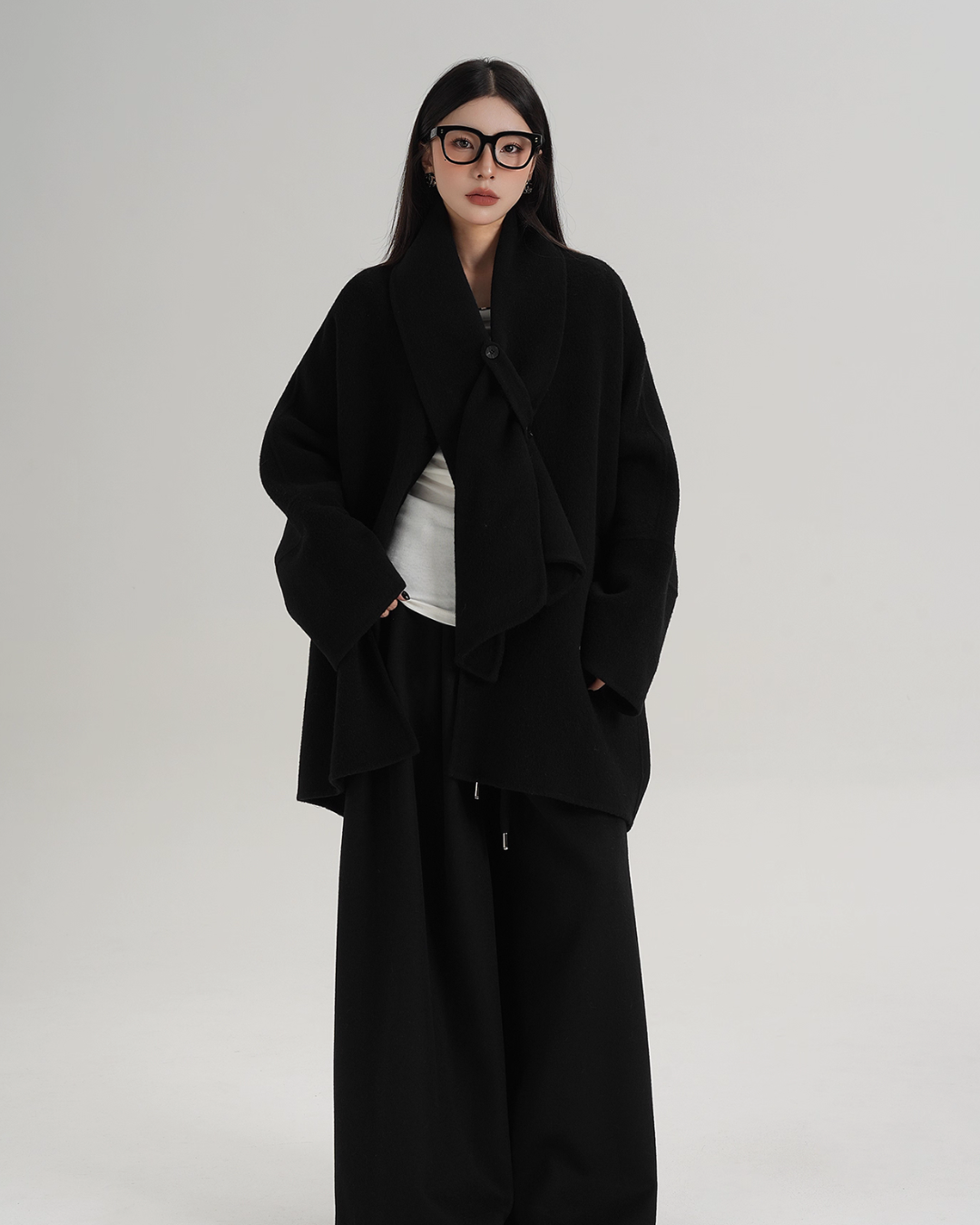 Collarless Wool Coat Collarless Wool Coat