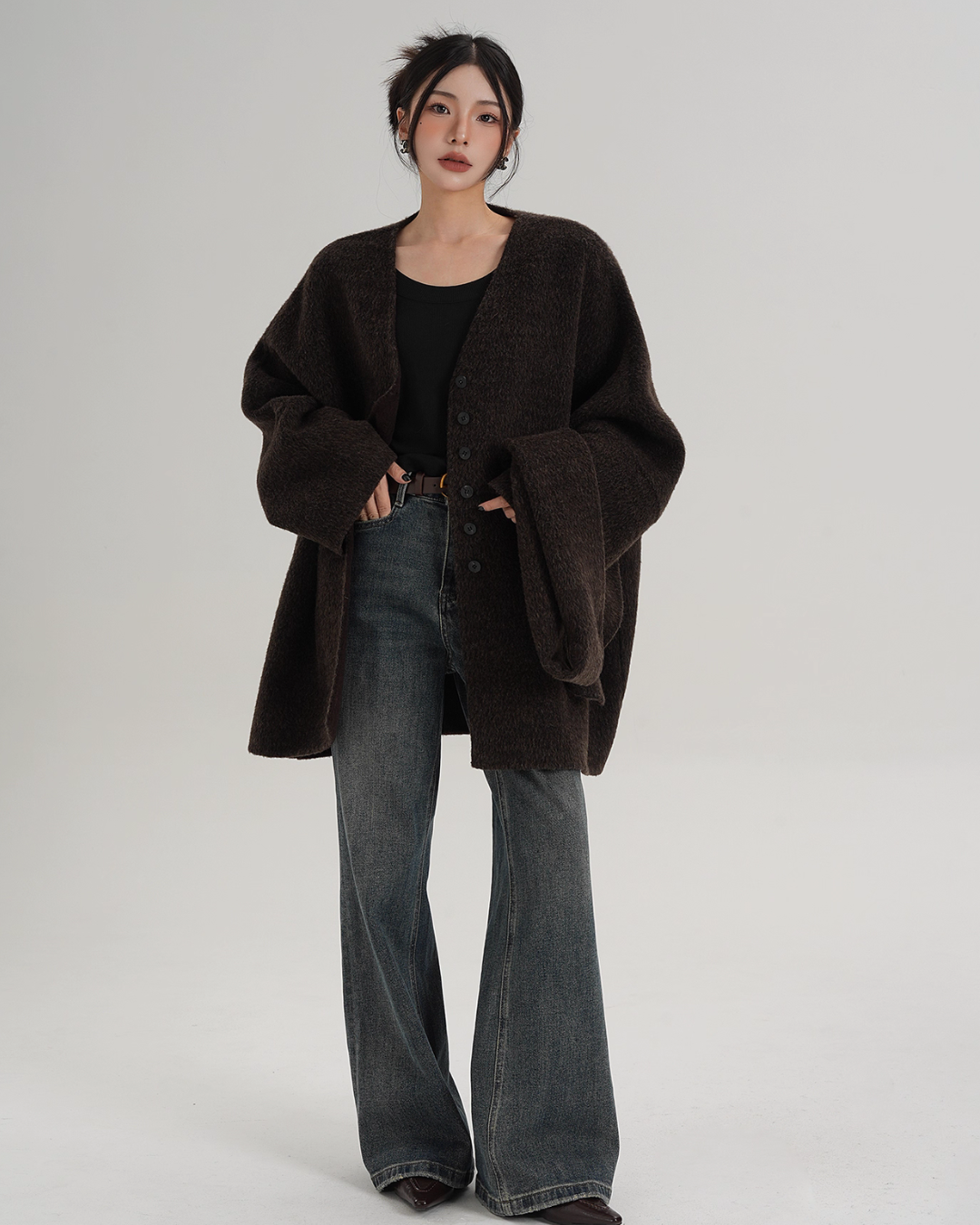 Collarless Wool Coat Collarless Wool Coat