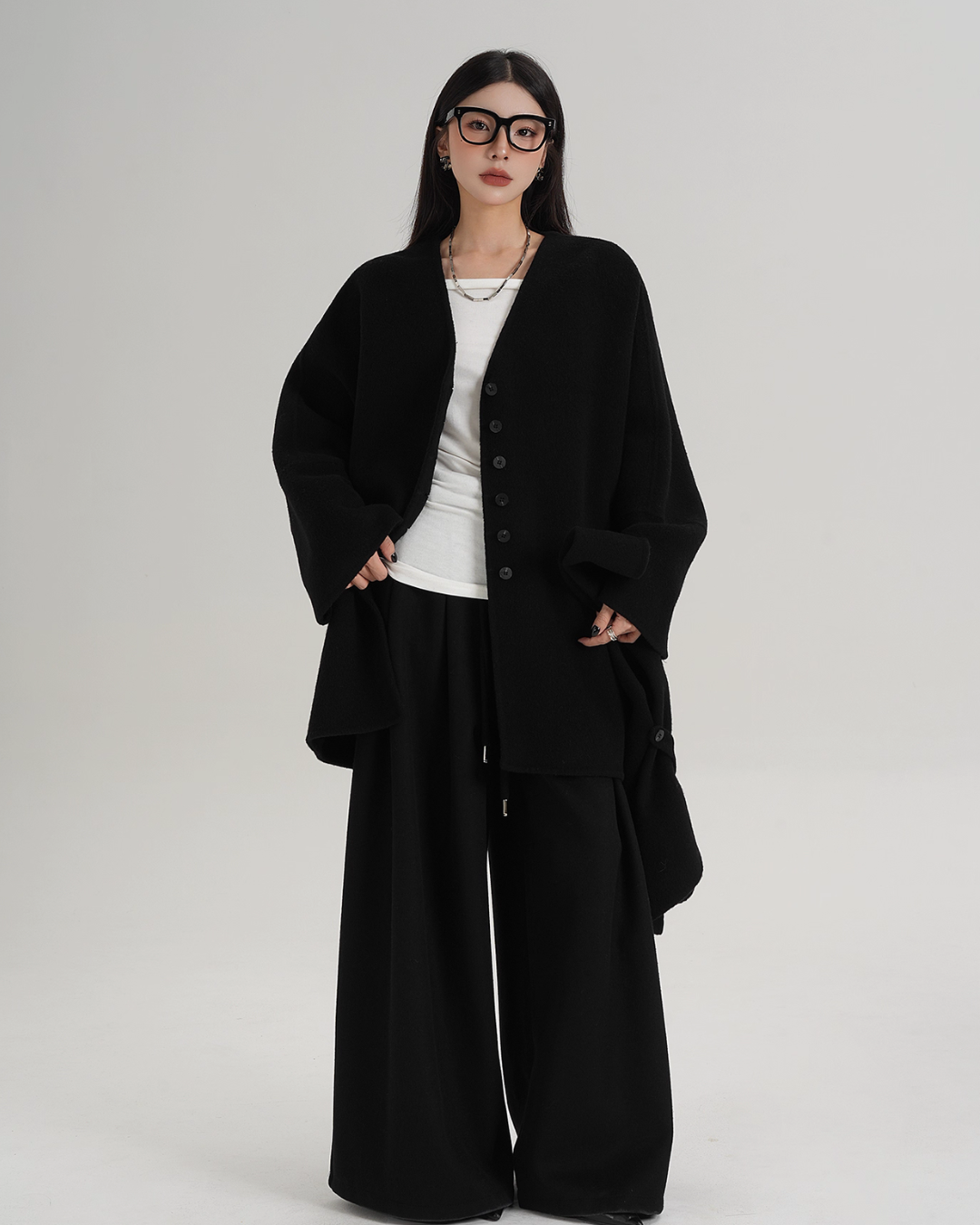 Collarless Wool Coat Collarless Wool Coat
