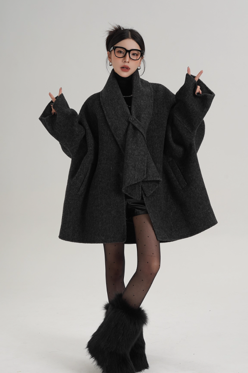 Collarless Wool Coat