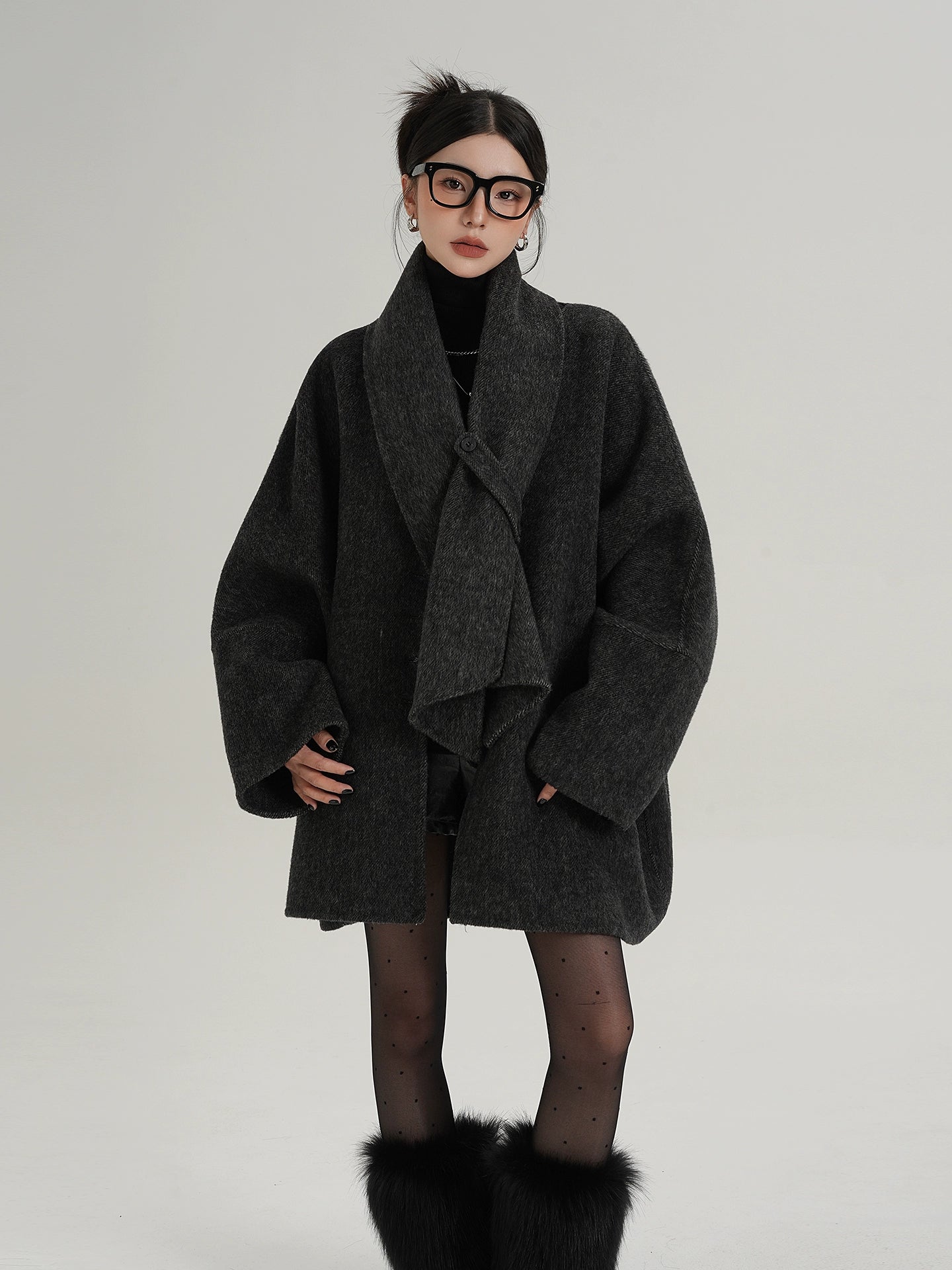 Collarless Wool Coat Collarless Wool Coat