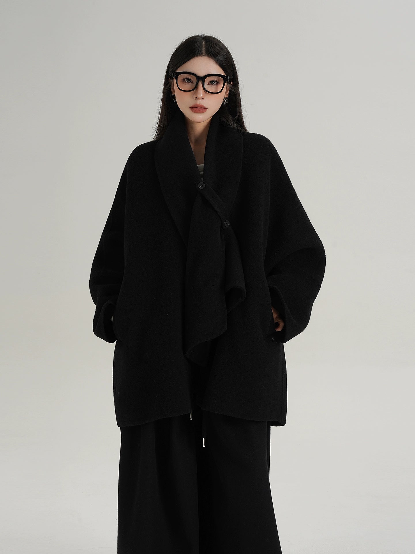 Collarless Wool Coat Collarless Wool Coat