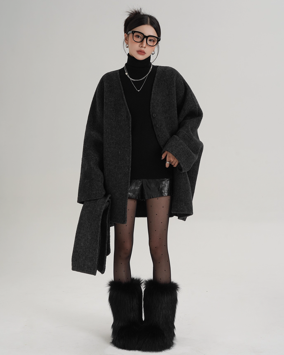 Collarless Wool Coat Collarless Wool Coat