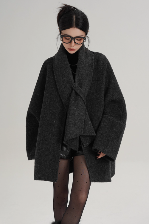 Collarless Wool Coat