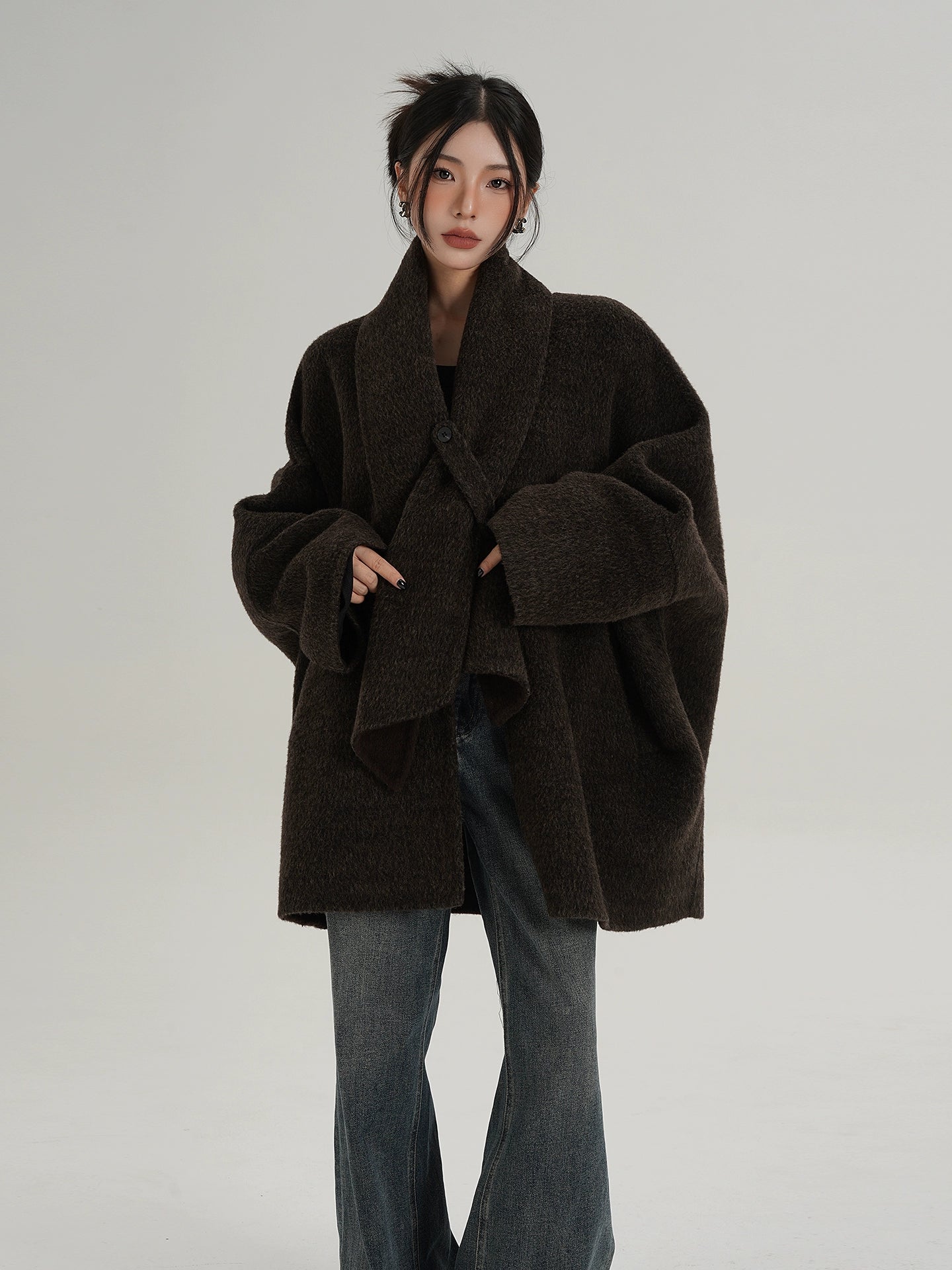 Collarless Wool Coat Collarless Wool Coat