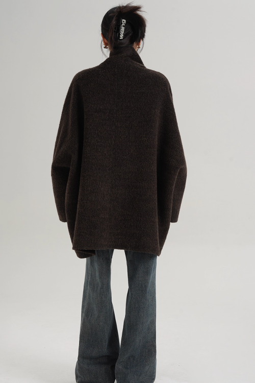 Collarless Wool Coat