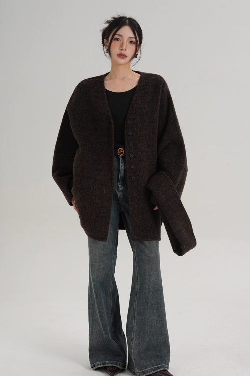 Collarless Wool Coat