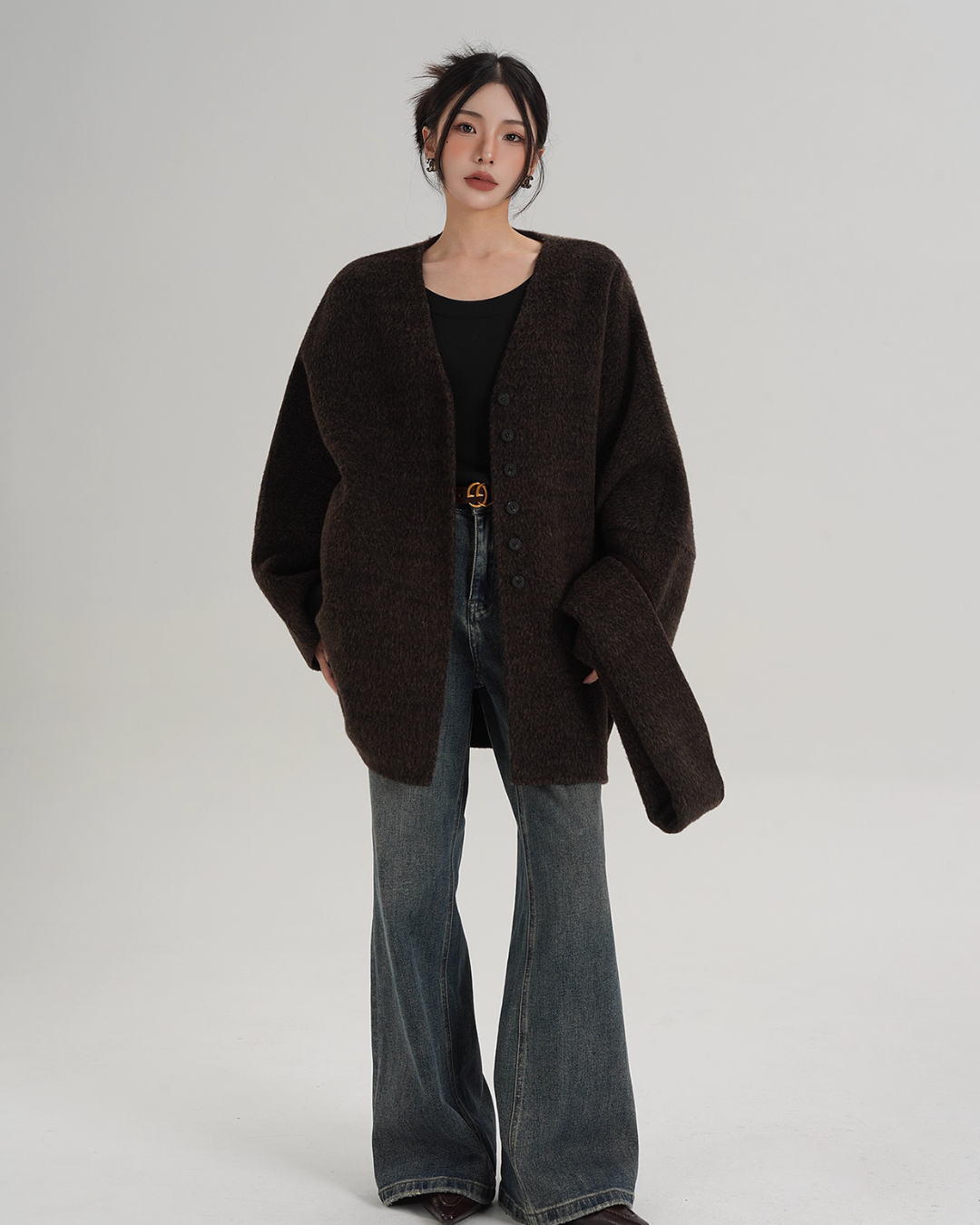 Collarless Wool Coat Collarless Wool Coat