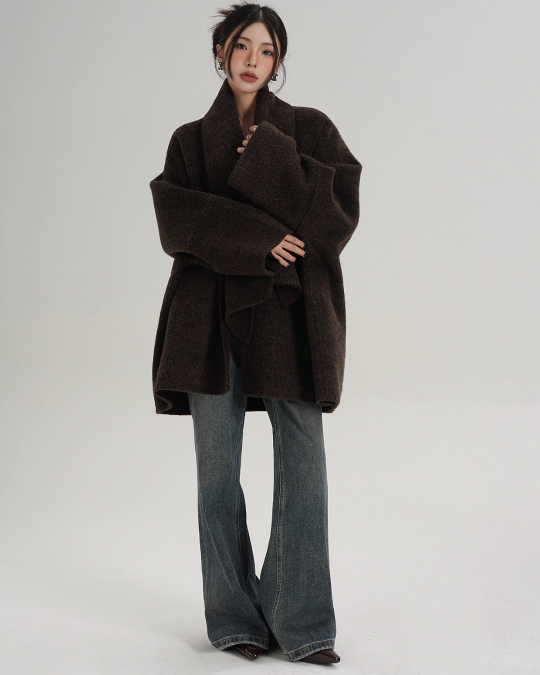 Collarless Wool Coat Collarless Wool Coat