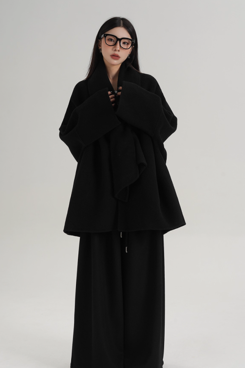 Collarless Wool Coat