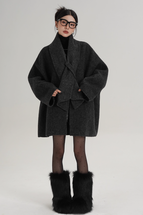 Collarless Wool Coat