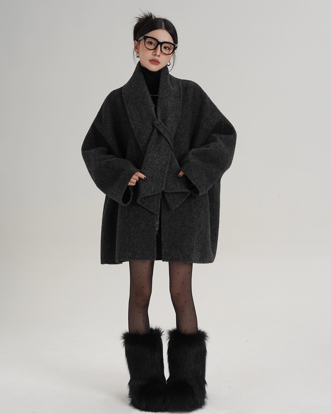 Collarless Wool Coat Collarless Wool Coat