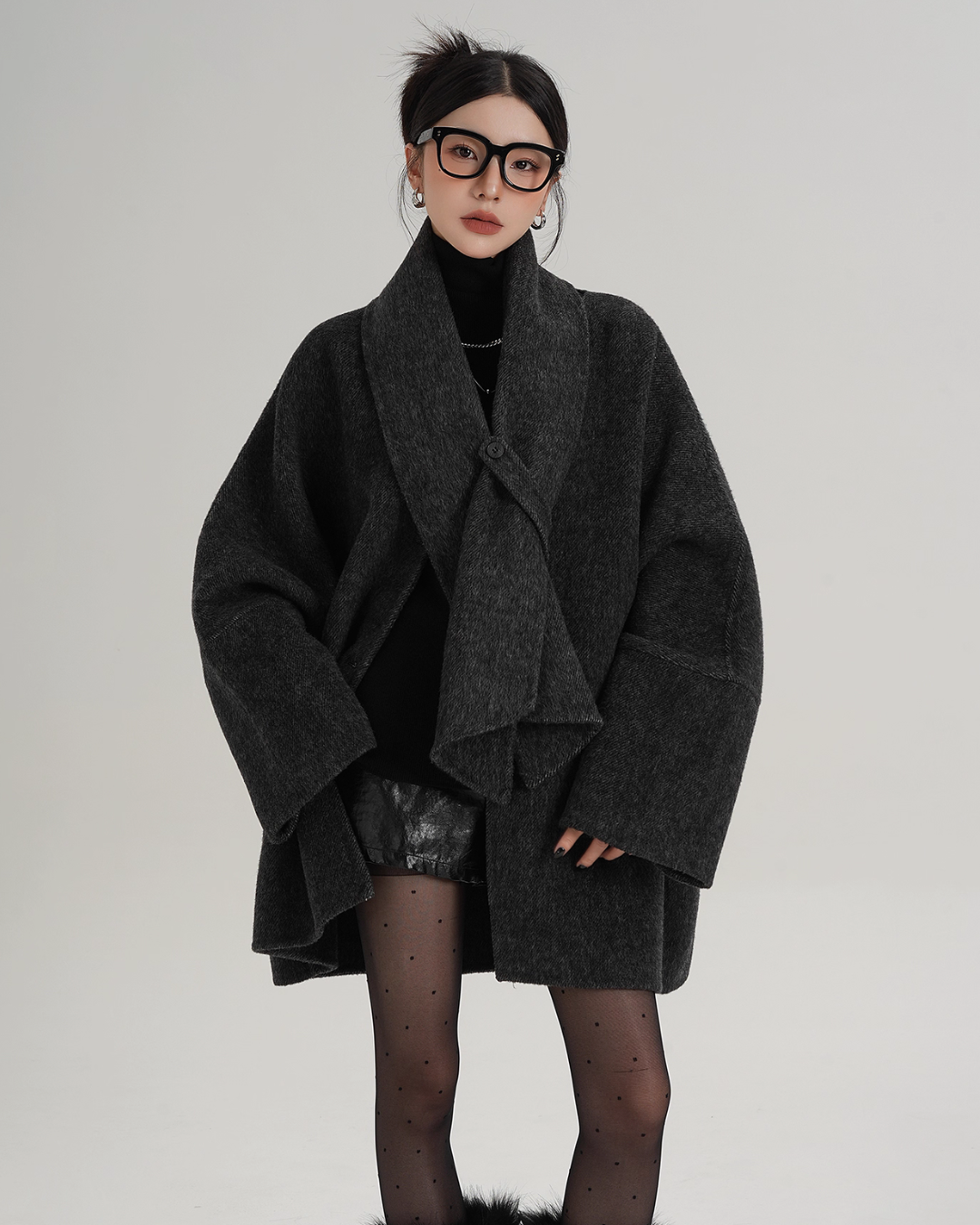 Collarless Wool Coat Collarless Wool Coat