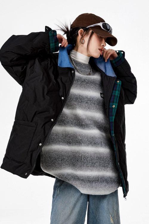 Color Block Collar Down Jacket